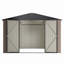 Remise de rangement extérieure 10 x 10 pi, rangement pour outils en métal avec portes verrouillables et structure de cadre actualisée, grande remise de jardin en métal pour la cour arrière, pelouse de patio-117711688