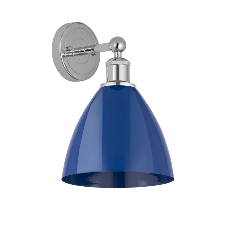 Applique à bras en métal, Bleu, Chrome poli