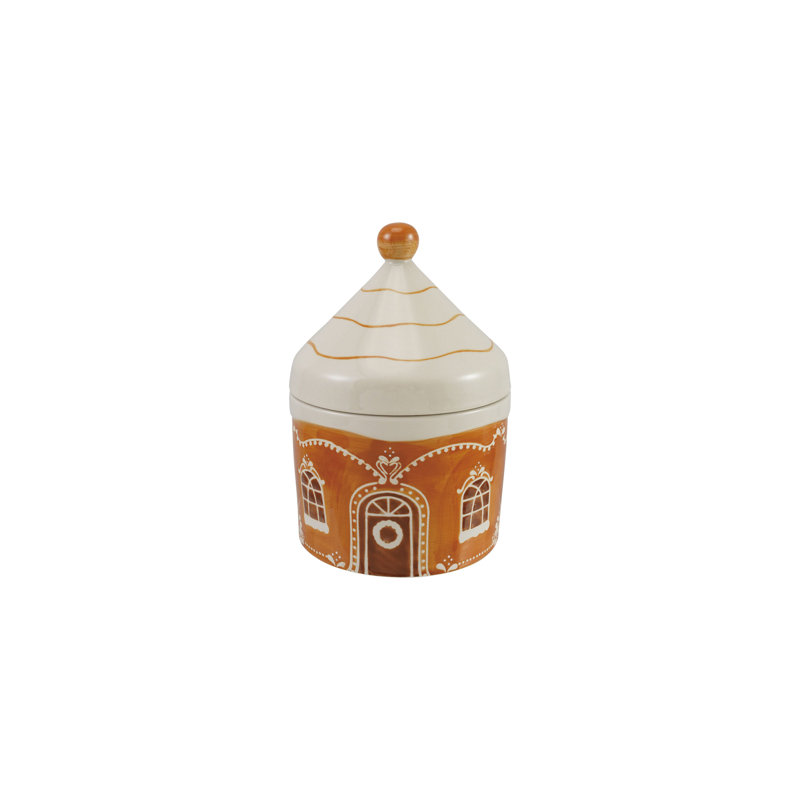Hand-Painted Stoneware Gingerbread Jar