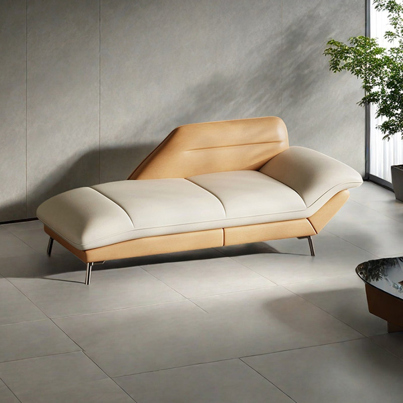 Méridiennes d'intérieur en cuir Living Room, Orienté à droite, Beige/Orange