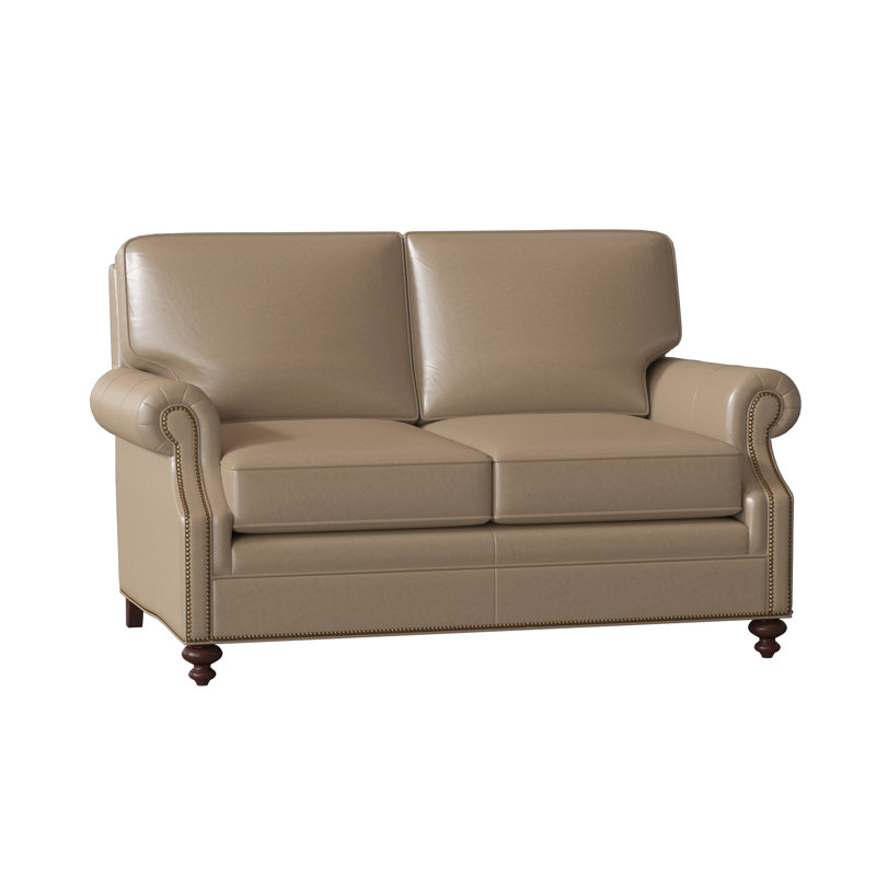 West Haven Leather Loveseat, Outsider Raven Genuine Leather, Mahogany, #9 French Natural
