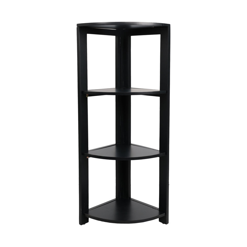 Étagère de rangement pliante d'intérieur / extérieur en bois d'acacia à 4 niveaux Terra, Noir