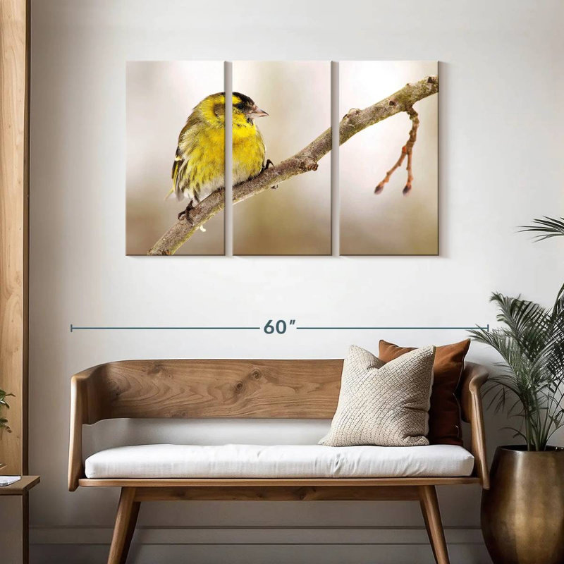 Brampt Perched Yellow Bird, 28" H x 45" W
