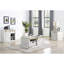 Table basse moderne moderne rustique blanc et doré 1 pièce avec tiroirs à glissière centrale et tablettes ouvertes pour la salle à manger avec tablettes, accessible des tiroirs des deux côtés, cadre en métal