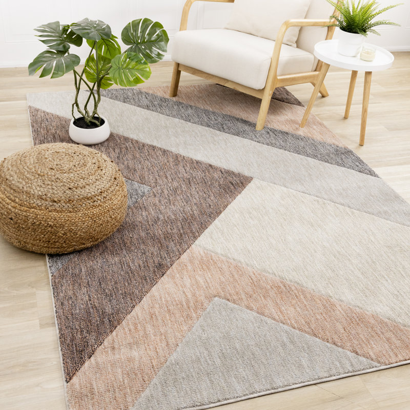 Rug Branch 8' X 11' (7'10" X 10'6") Geometric,Stripes,Tonal/Solid Indoor Area Rug, Pink Grey , Contemporary Modern - Living Room, Bedroom, Dining Room, And Kitchen
