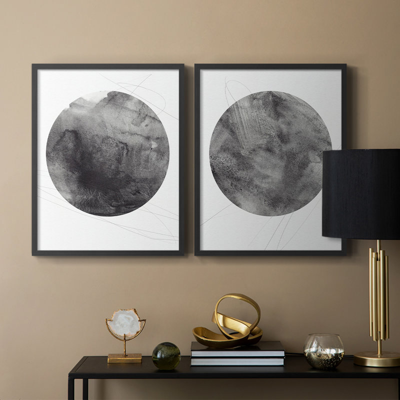 Graphite Moon I-Premium, reproduction encadrée prête à accrocher - aucun clou requis - aucun clou requis, H 21 po x l 34 po