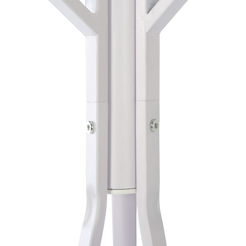 Roshanda Steel Freestanding 9 - Hook Coat Rack, White