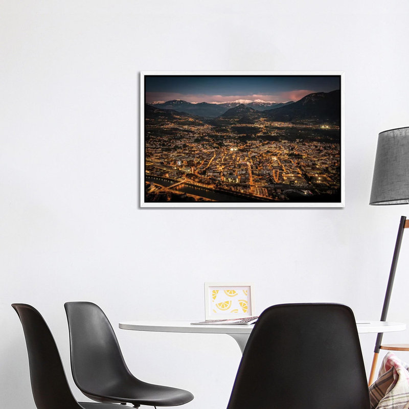Trento, Trentino-Alto Adige, Italy II by Enzo Romano - Print on Canvas, White Framed, 66.04cm H x 101.6cm W x 3.81cm D