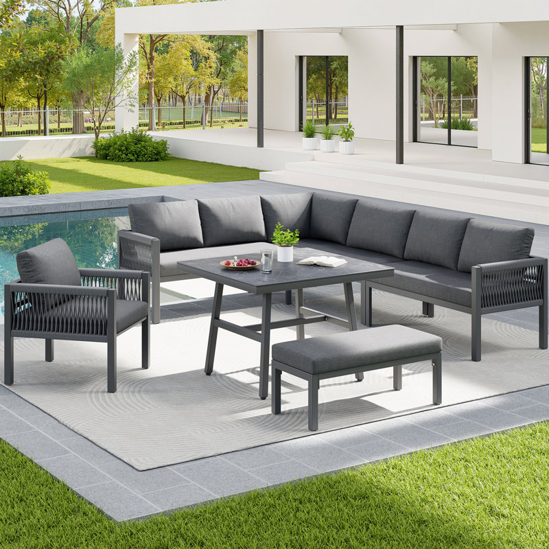 8 - Person Seating Group With Table, Grey
