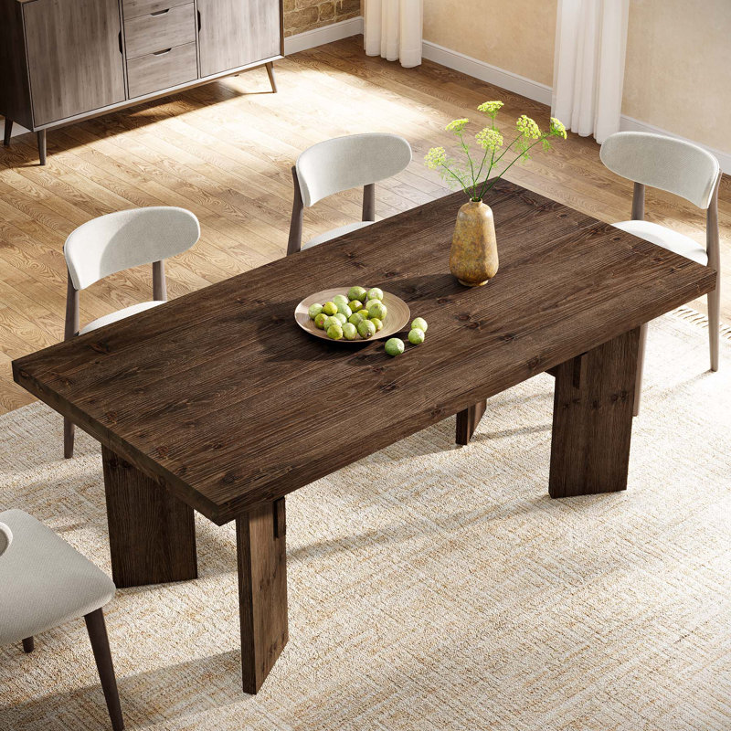 Table de salle à manger de 63 pouces en bois massif, table de cuisine pour 4 à 6 personnes