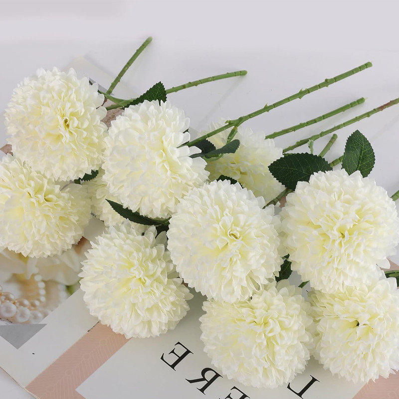 Primrue 12 Pcs Artificial Chrysanthemums Flowers Burgundy Flowers, Fake ...