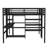 Black Twin Over Twin Metal Loft Bed with Double Desk, Wardrobe, Shelves & Electrical Outlet, Space-Saving and Noise-Reduced-110333820