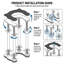 Support de lavabo encastré en acier inoxydable, tige de support réglable de 47 à 77 cm, support de lavabo robuste pour installation sous comptoir dans la cuisine et la salle de bain