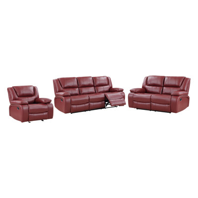 3-piece Upholstered Reclining Sofa Set Red