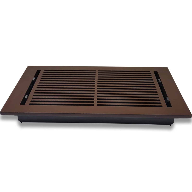 Couvercle de ventilation de registre de plancher en aluminium Elegance, Brun, H 4 po x l 10 po