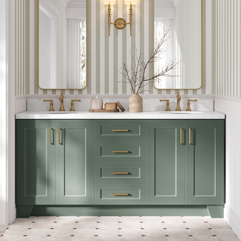 72" Double Bathroom Vanity Base Only, Vintage Green