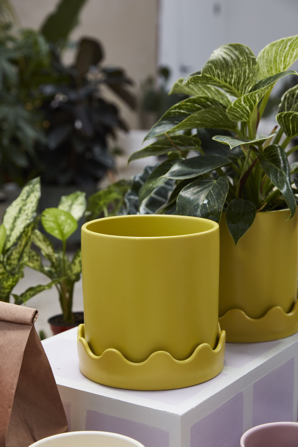 Ceramic Pot Planter, Yellow, 7.25" H x 7.5" W x 7.5" D