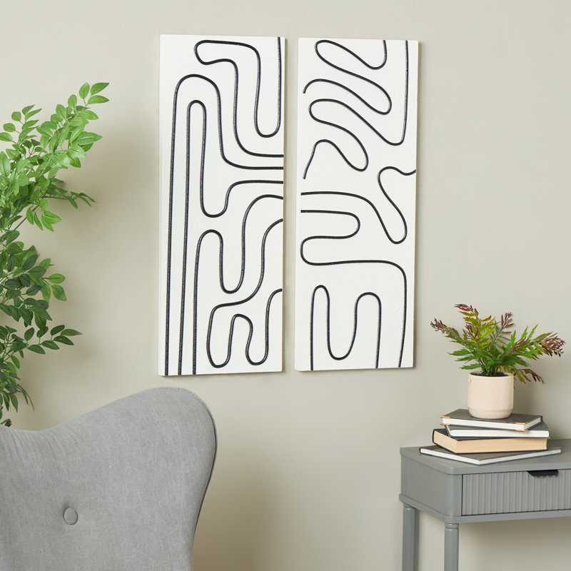 Cole And Grey Wood Geometric Wall Art With Black Accents