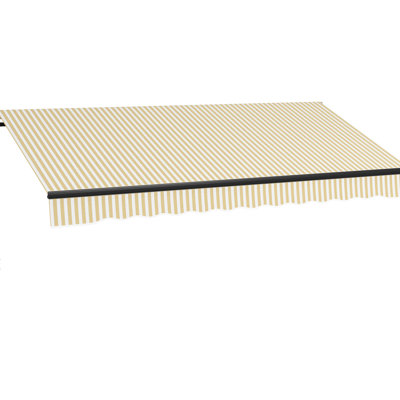 Auvent rétractable de terrasse de 3,65 m x 3 m, abri solaire de patio avec manivelle manuelle, toile 280 g/m², structure en aluminium, beige, pour balcon et jardin.