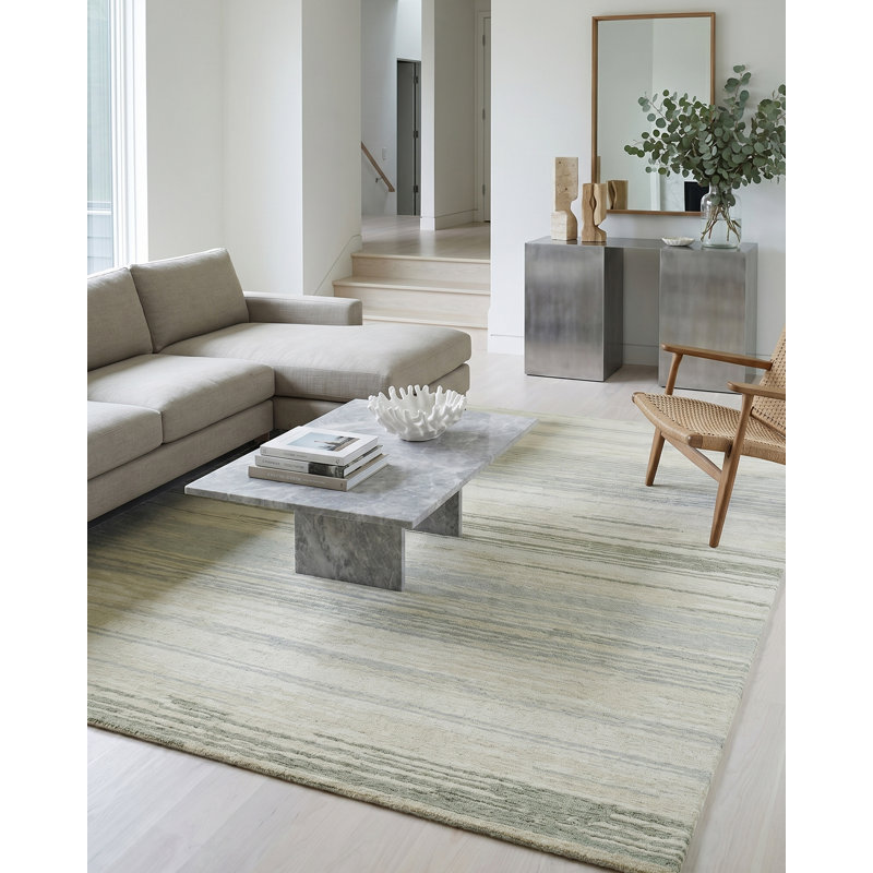 Acacia Hand Tufted New Zealand Wool Green/Ivory Area Rug, 9'X12'