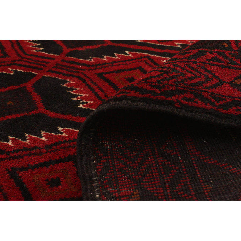 Hand-Knotted Rizbaft Red Wool Rug 3'3" X 5'9"