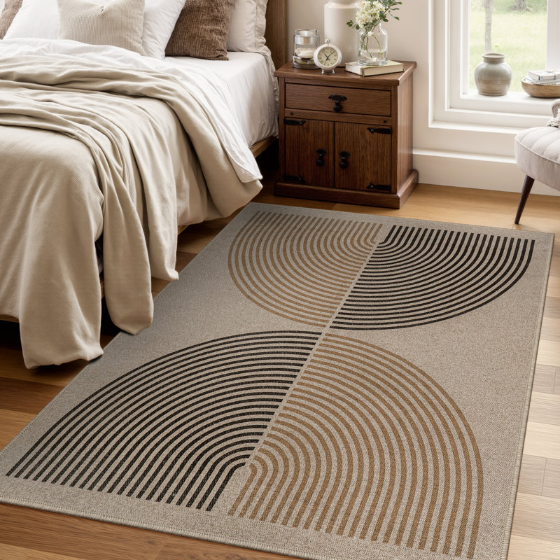 Tapis de jute moderne pour l'extérieur, Rectangle 5 pi x 7 pi