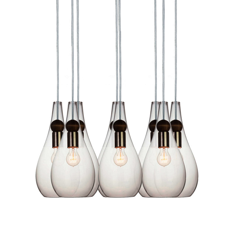 Earth 8 - Light Chandelier, 24" H x 18" W x 18" D, Brushed Nickel