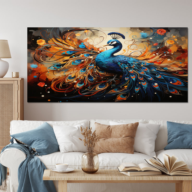 «Peacock Abstract Collage II», reproduction, Toile tendue, H 28 po x l 60 po x P 1,5 po