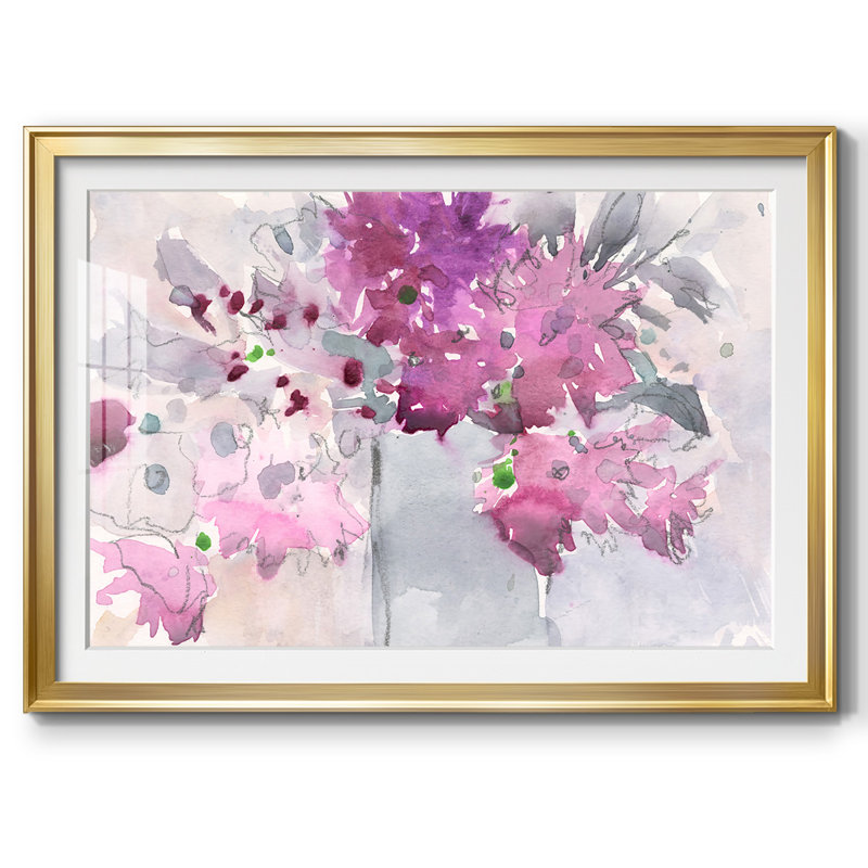 Cadre floral I, impression sur papier, H 30 po x l 44 po x P 1,5 po, Or