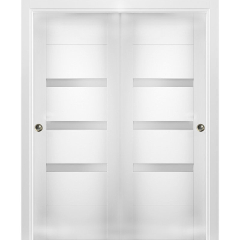 Portes blanches en verre givré Sete, 72 po x 96 po