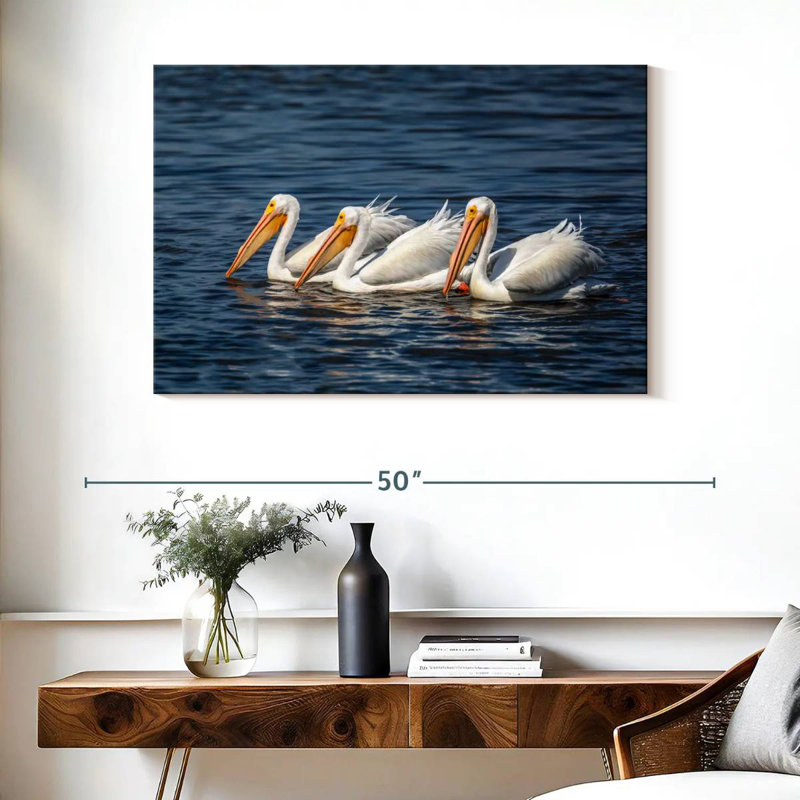 Bramic Ding Darling White Pelicans, H 26 po x l 39 po