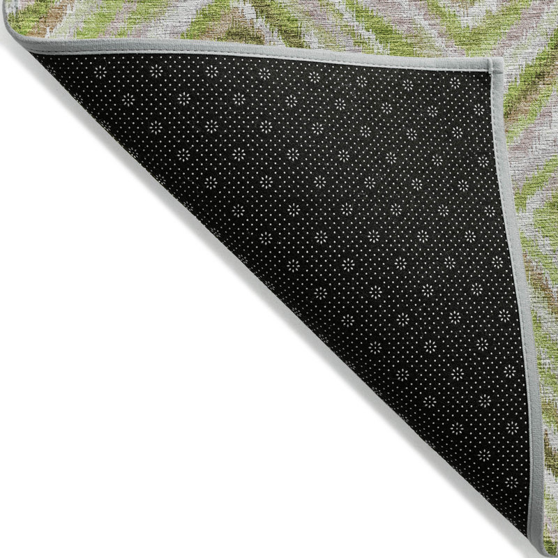 Tapis intérieur / extérieur 3 pi x 5 pi vert et brun à motif géométrique lavable