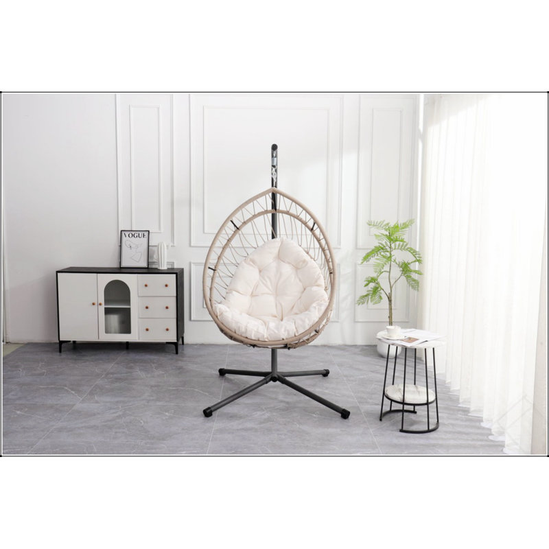 Fauteuil suspendu d'extérieur en forme d'œuf avec support, balancelle de patio en forme d'œuf, chaise berçante d'intérieur, hamac d'extérieur en forme d'œuf