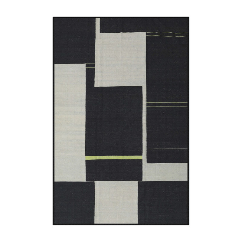 Tapis abstrait noir / gris, Rectangle 5 pi x 8 pi