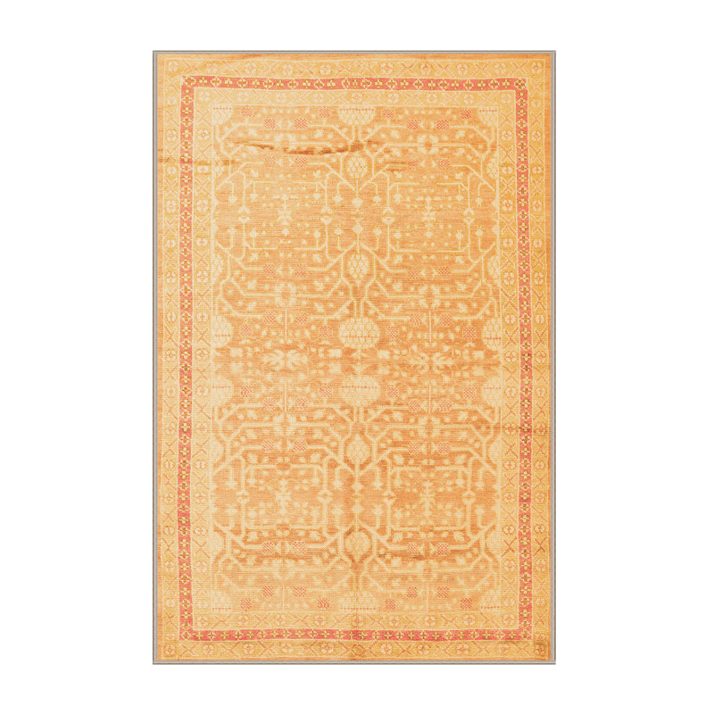 Tapis oriental oriental fabriqué à la machine 7 pi x 10 pi orange