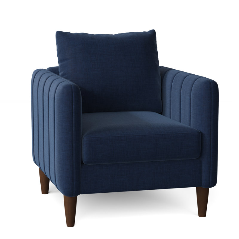 Kaveen Upholstered Armchair, Walnut, Bennett Indigo