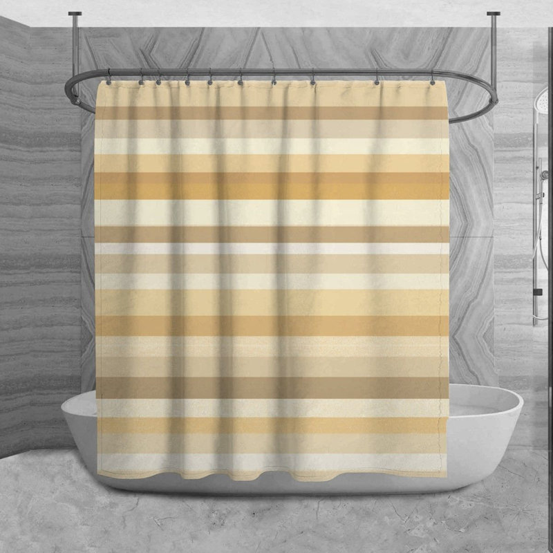Rideau de douche à rayures Lazor, H 73 po x l 70 po, Doré / crème