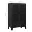Armoire de bureau haute Miry, 2 tiroirs avec 2 portes avant en filet, acier noir