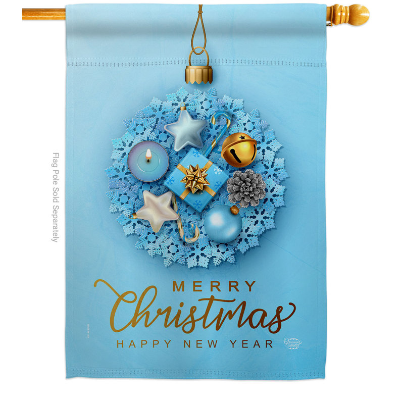 Drapeau de maison 40 x 28 po en polyester flocon de neige