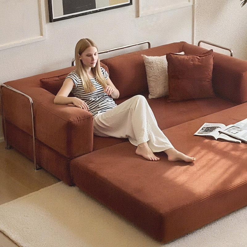 Canapé-lit modulaire convertible 2-en-1, Brun