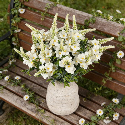 20 paquets de fleurs artificielles pour la décoration intérieure et extérieure, fausses fleurs blanches, fausses mamans réalistes pour le porche, le jardin, le patio, le balcon, la cour intérieure, 15 pouces