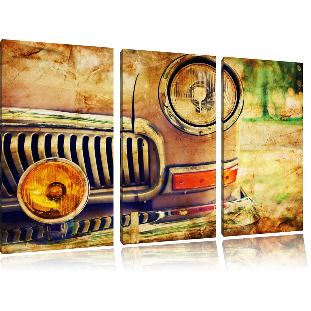 3-tlg. Leinwandbilder-Set „Oldtimer im Retro Look“, Grafikdruck