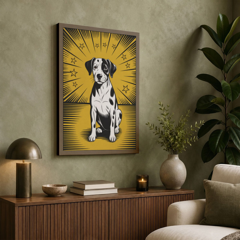 Radiant Dog Pop Art - Wrapped Canvas, 36x24 - 91.4 x 61.0 cm, Cream Border