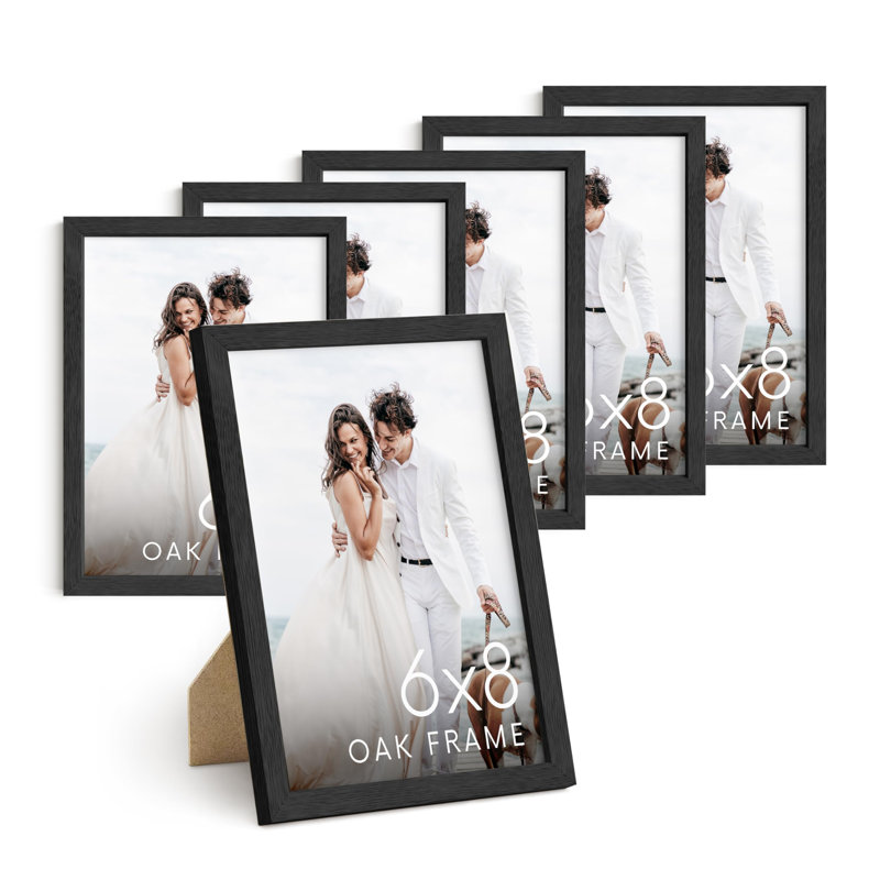 Cadre photo en bois - ensemble de 6, Noir, 6 po x 8 po
