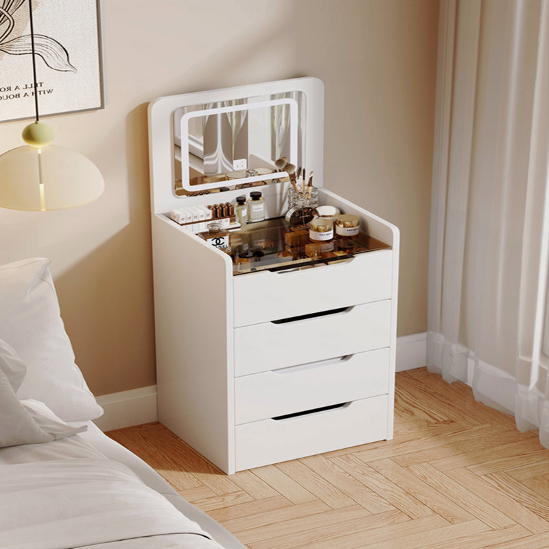 3 In 1 Vanity Desk,Small Make Up Vanity Set With Visible Glass Desktop,Compact Makeup Vanity With 3 Drawers,Dressing Table