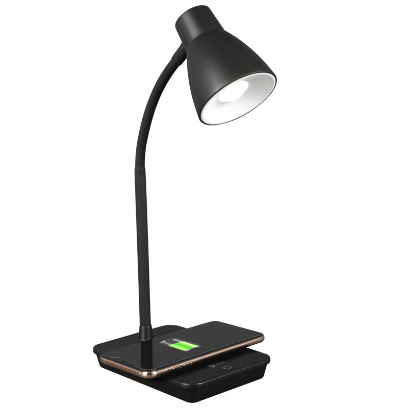 Black Adjustable LED Desk Lamp with Wireless Charging Base