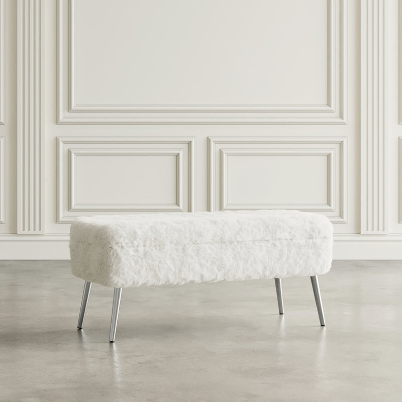 Kristell Polyester Upholstered Storage Bench, Natural