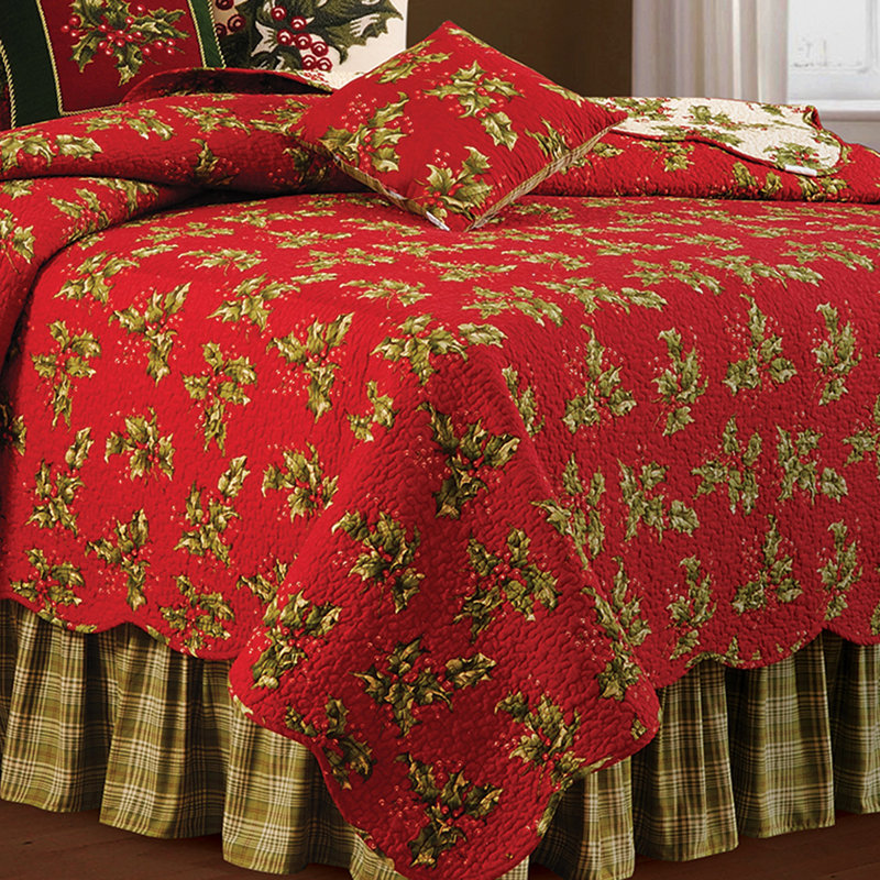 Courtepointe réversible en microfibre Holly Red, Courtepointe double/grand