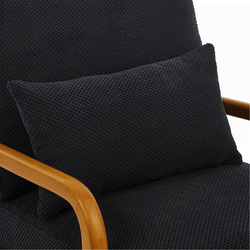 Chaise longue en bois, Tissu noir