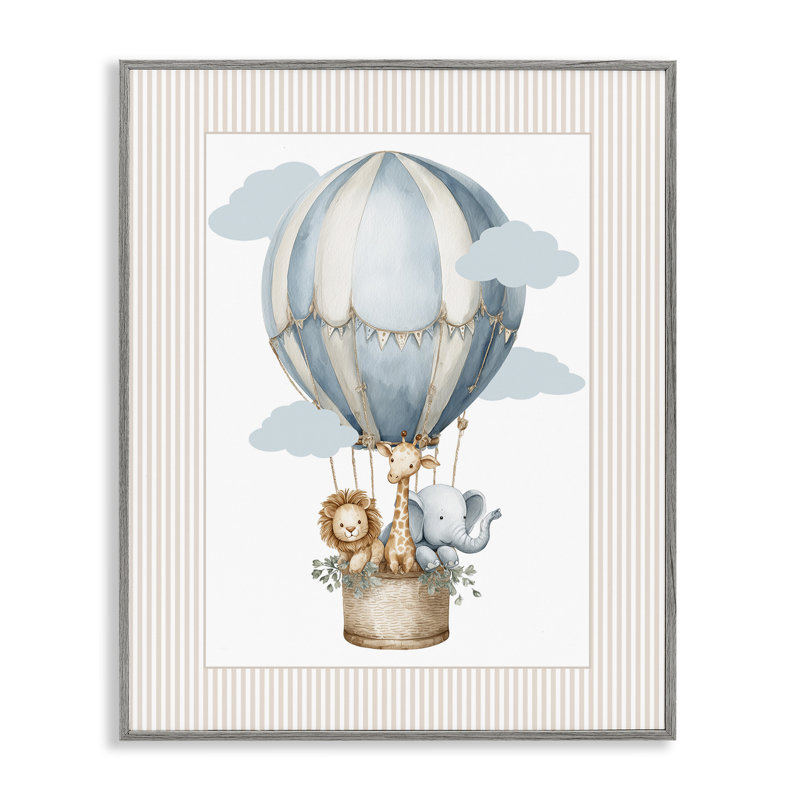 Giclée encadrée, montgolfière, Giclée de ferme grise encadrée, H 20 po x l 16 po